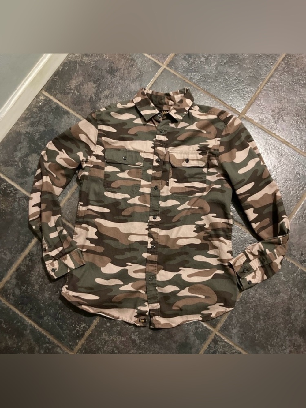 Lee Long-Sleeve Camouflage Button-Down Utility Shirt Men’s Size M